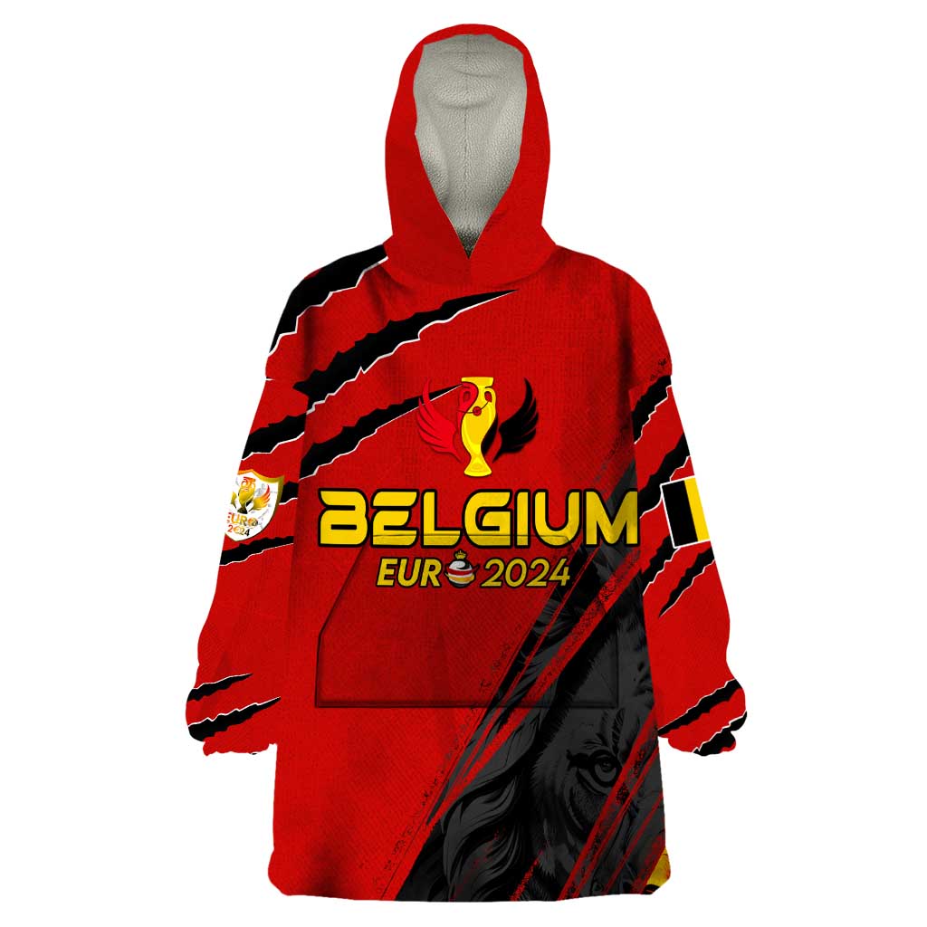 Personalized Belgium Football 2024 Wearable Blanket Hoodie Trophy Wing Style - Wonder Print Shop