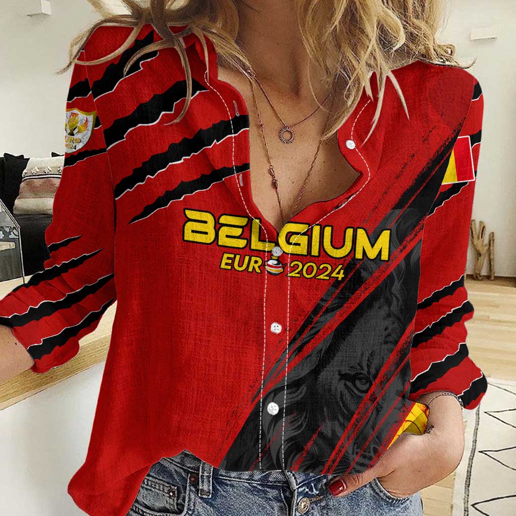 Personalized Belgium Football 2024 Women Casual Shirt Trophy Wing Style - Wonder Print Shop