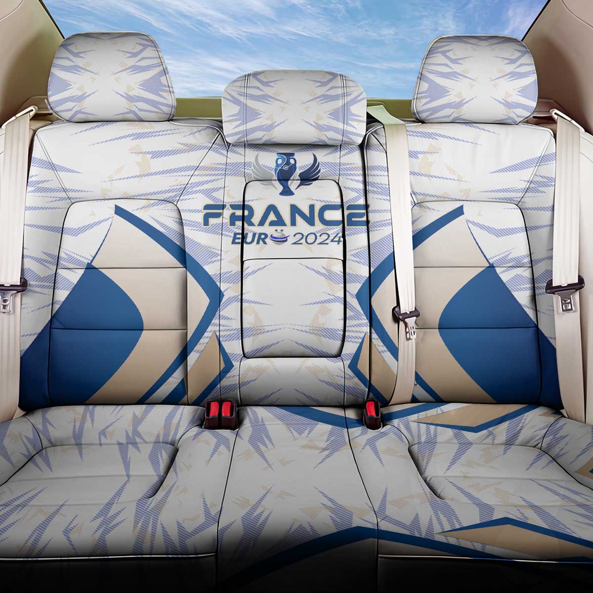 France Football 2024 Back Car Seat Cover Trophy Wing Style - Wonder Print Shop