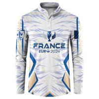 White France soccer button sweatshirt with crest and 'Eur 2024' graphic