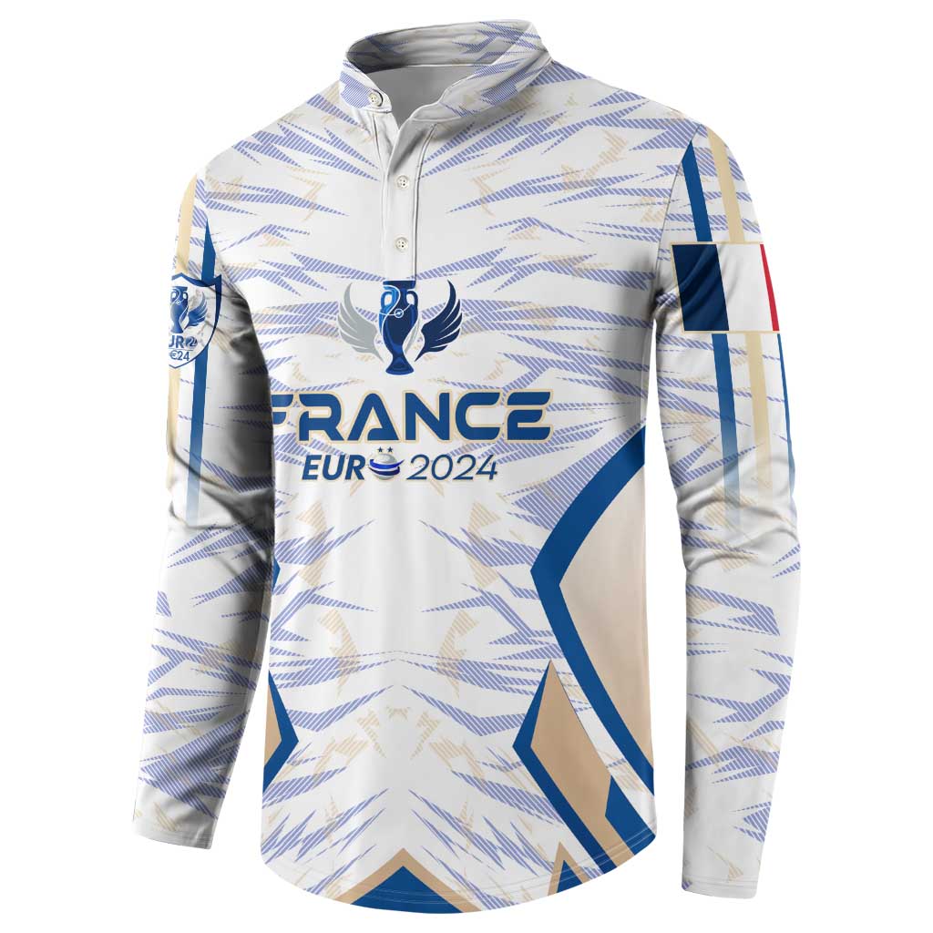 White France soccer button sweatshirt with 'France Eur 2024' front print