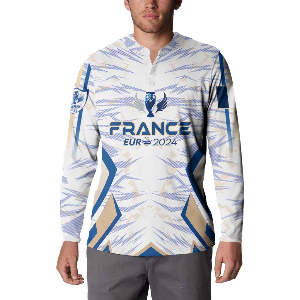 White France soccer button sweatshirt front with trophy wing-style graphic