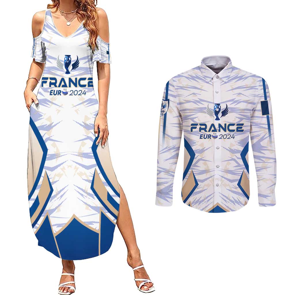 Personalized France Football 2024 Couples Matching Summer Maxi Dress and Long Sleeve Button Shirt Trophy Wing Style - Wonder Print Shop