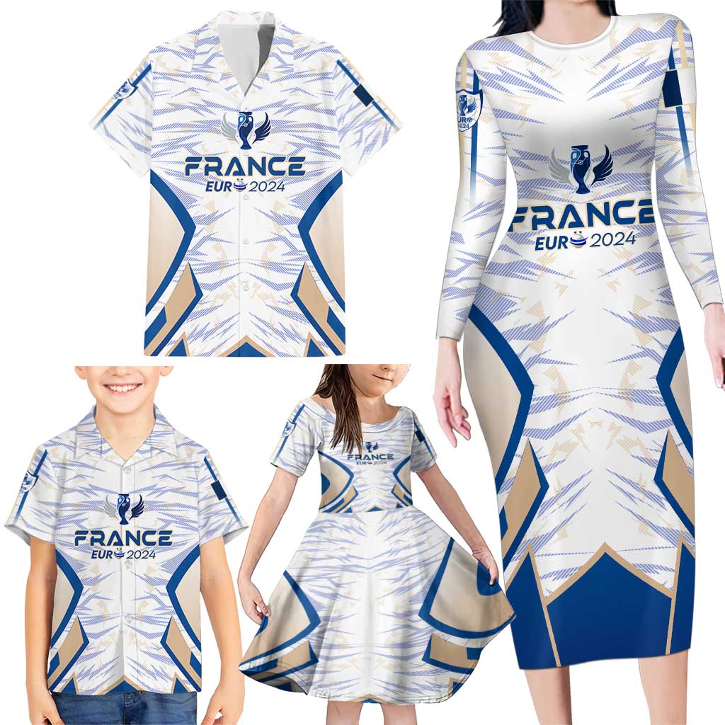 Personalized France Football 2024 Family Matching Long Sleeve Bodycon Dress and Hawaiian Shirt Trophy Wing Style - Wonder Print Shop