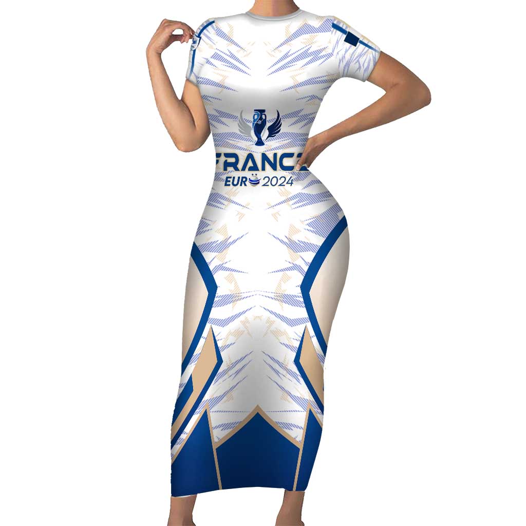 Personalized France Football 2024 Short Sleeve Bodycon Dress Trophy Wing Style - Wonder Print Shop