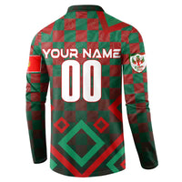 Personalized green and red check button sweatshirt with YOUR NAME and 00 on back.