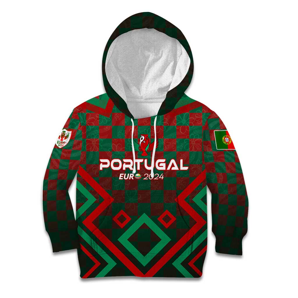 Personalized Portugal Football 2024 Kid Hoodie Trophy Wing Style - Wonder Print Shop