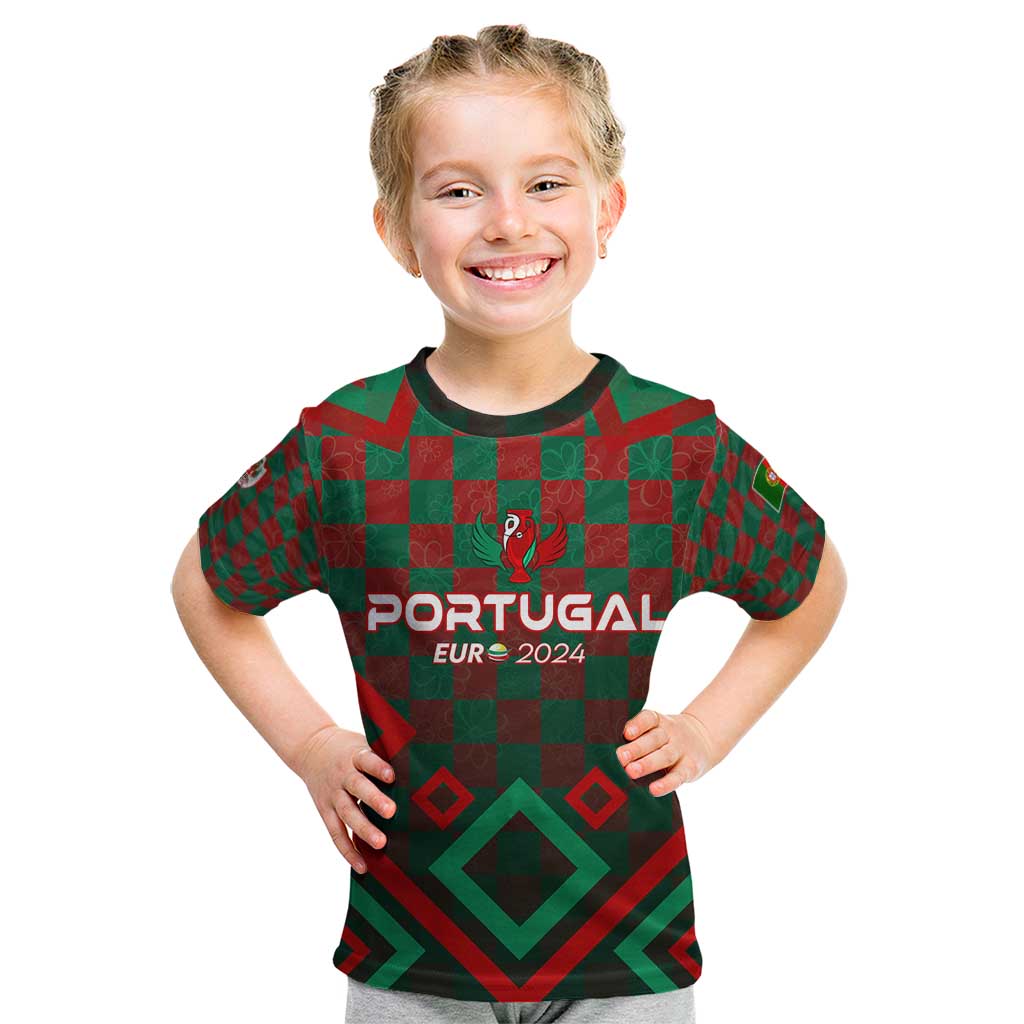 Personalized Portugal Football 2024 Kid T Shirt Trophy Wing Style - Wonder Print Shop