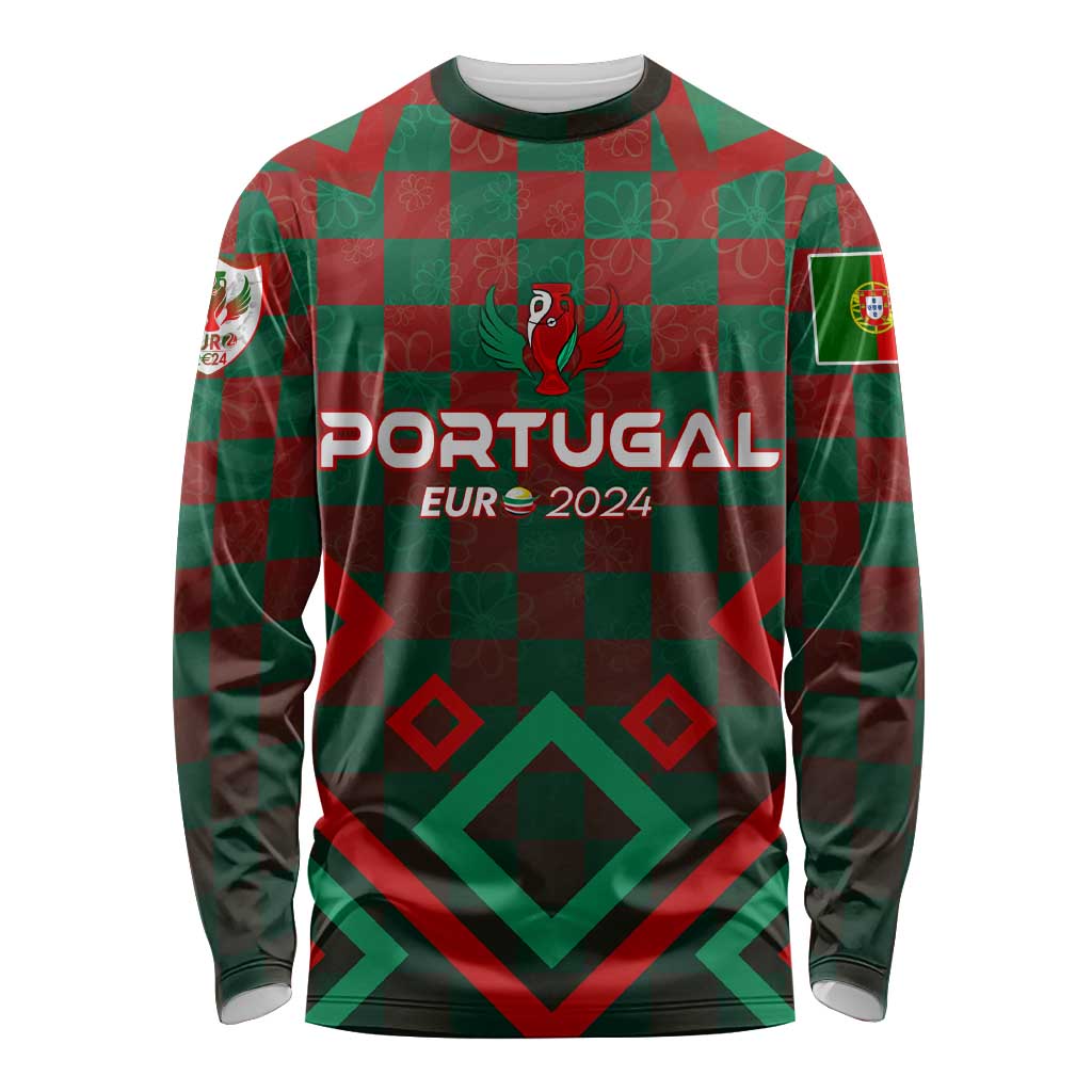 Personalized Portugal Football 2024 Long Sleeve Shirt Trophy Wing Style - Wonder Print Shop