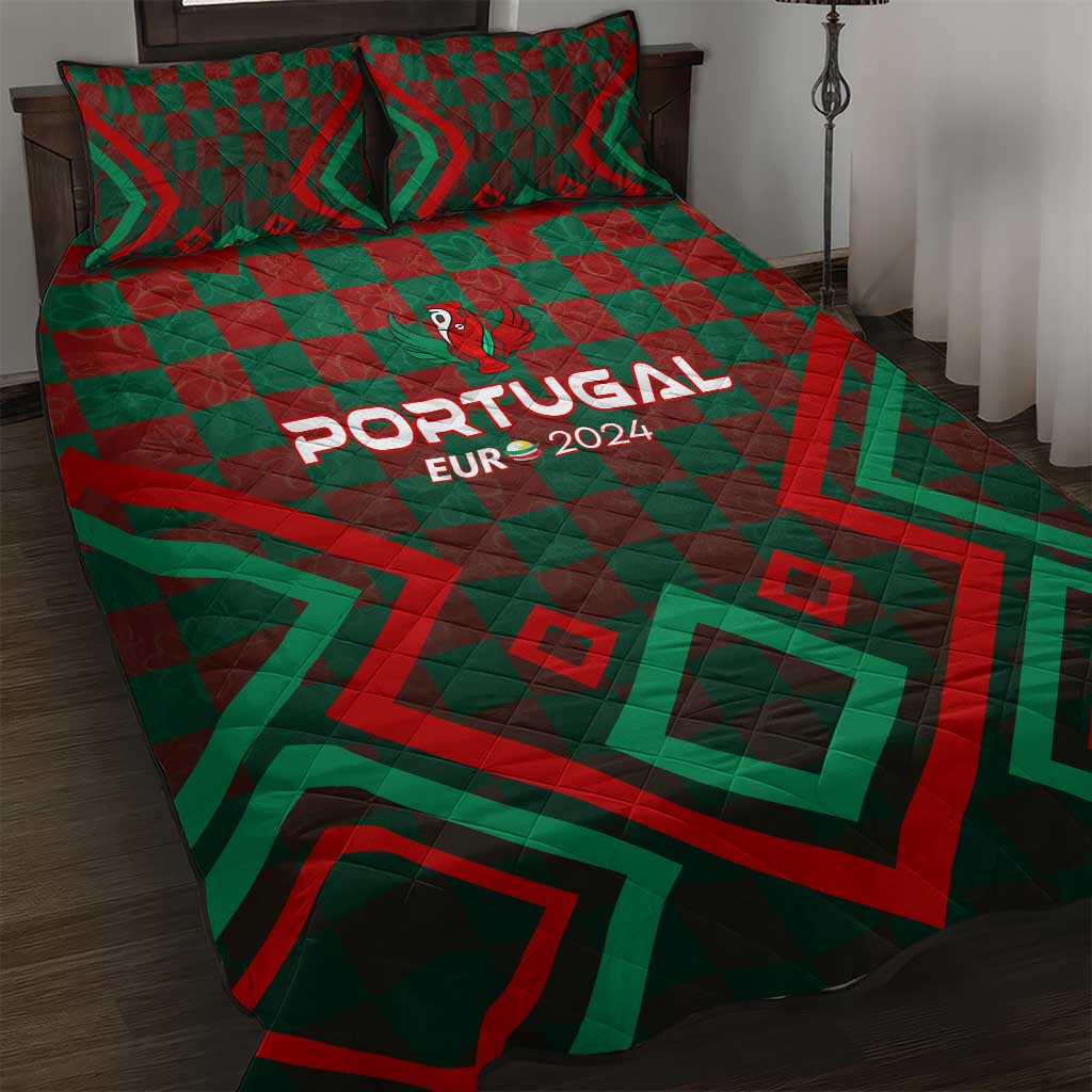 Portugal Football 2024 Quilt Bed Set Trophy Wing Style - Wonder Print Shop