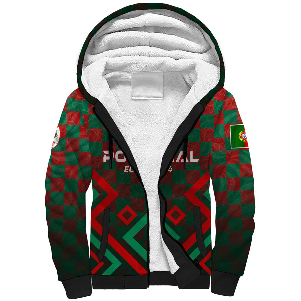 Personalized Portugal Football 2024 Sherpa Hoodie Trophy Wing Style - Wonder Print Shop