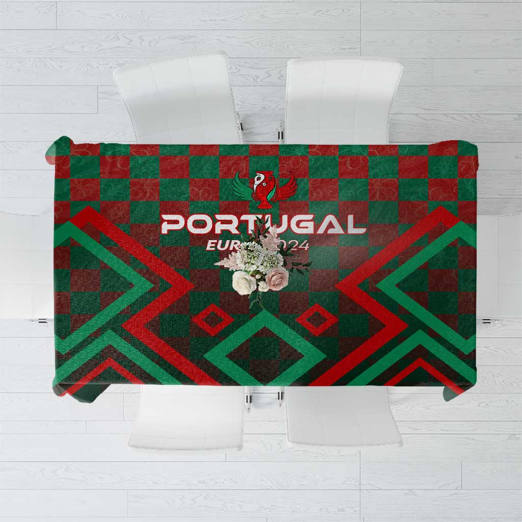 Portugal sports tablecloth with red/green check pattern and “PORTUGAL EUR 2024” print