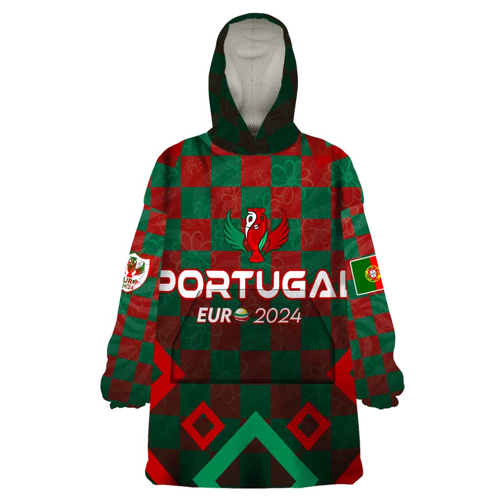 Personalized Portugal Football 2024 Wearable Blanket Hoodie Trophy Wing Style - Wonder Print Shop