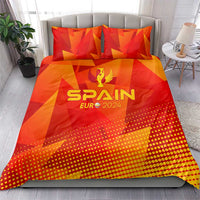 Spain Euro 2024 bedding set, red and orange geometric design with trophy logo