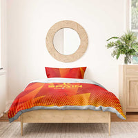 Spain Euro 2024 bedding set with duvet and pillow, red-orange gradient dot pattern