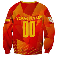 Red Spain football sweatshirt back with personalized name and number 00