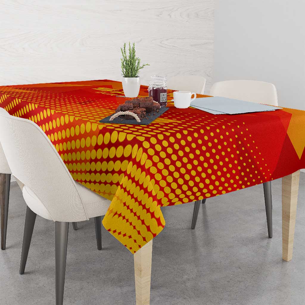 Red Spain Euro 2024 tablecloth with dotted pattern and wing emblem
