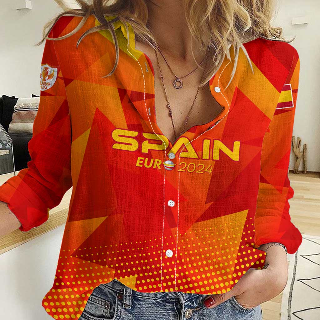 Personalized Spain Football 2024 Women Casual Shirt Trophy Wing Style - Wonder Print Shop