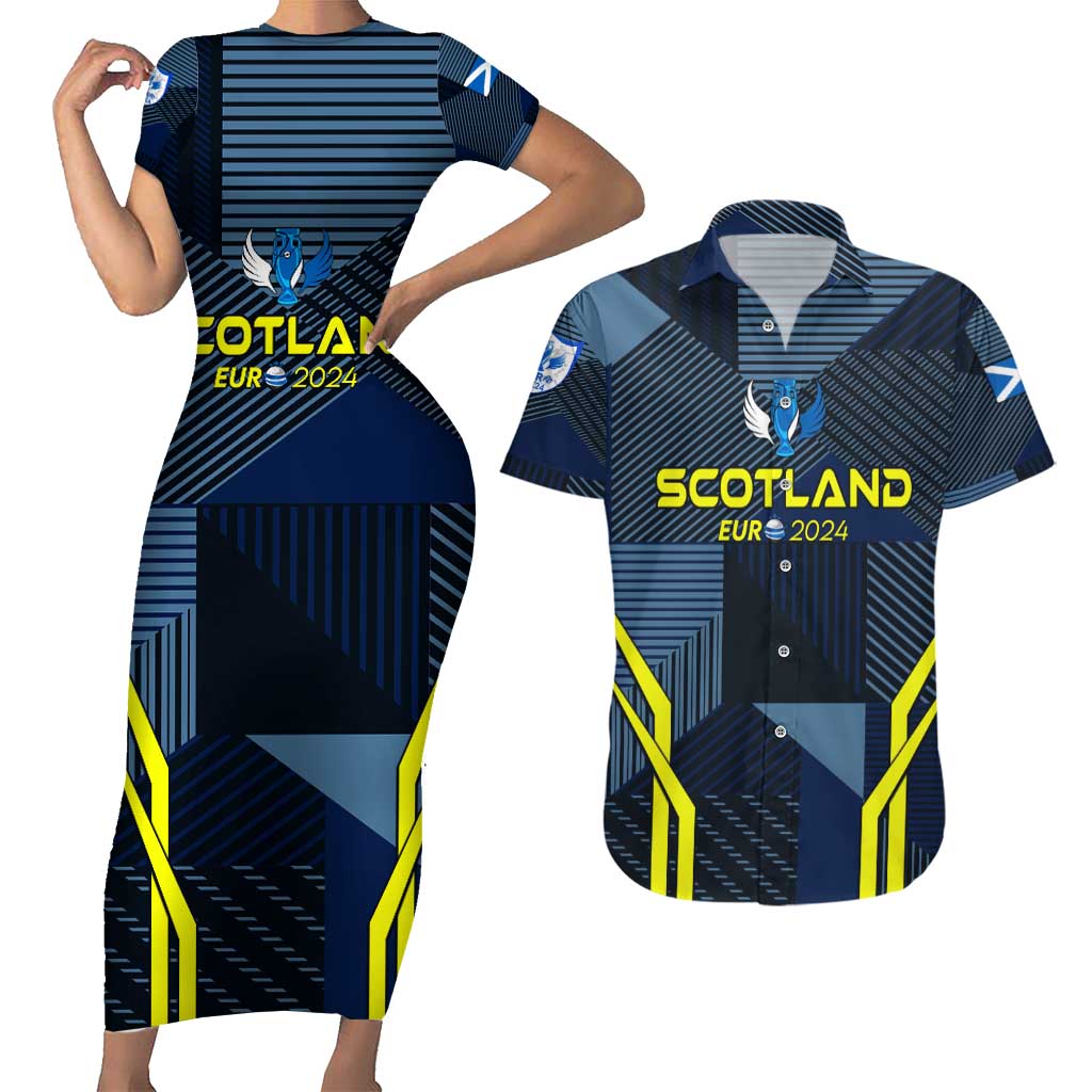 Personalized Scotland Football 2024 Couples Matching Short Sleeve Bodycon Dress and Hawaiian Shirt Trophy Wing Style - Wonder Print Shop