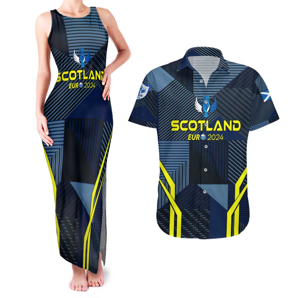 Personalized Scotland Football 2024 Couples Matching Tank Maxi Dress and Hawaiian Shirt Trophy Wing Style - Wonder Print Shop