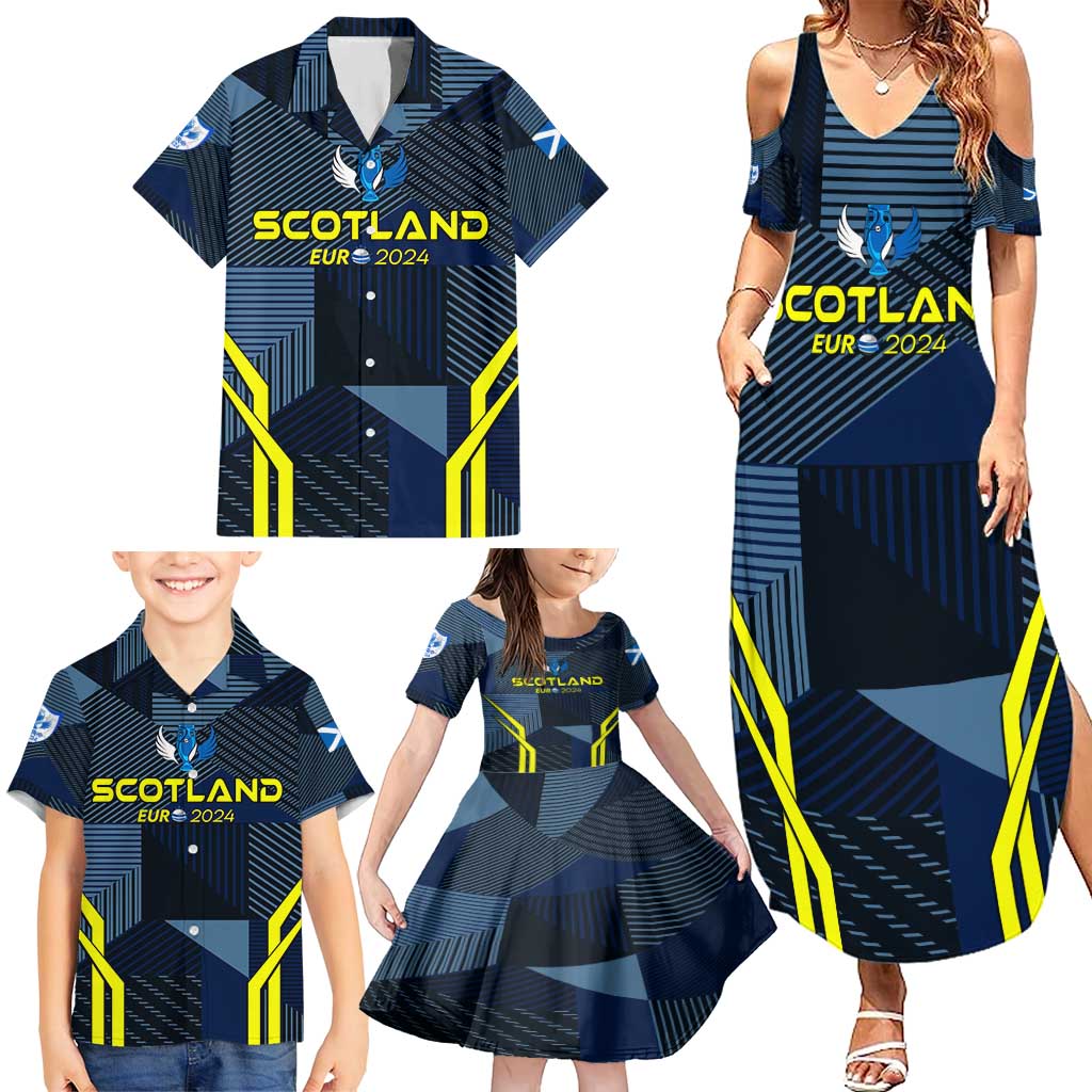 Personalized Scotland Football 2024 Family Matching Summer Maxi Dress and Hawaiian Shirt Trophy Wing Style - Wonder Print Shop