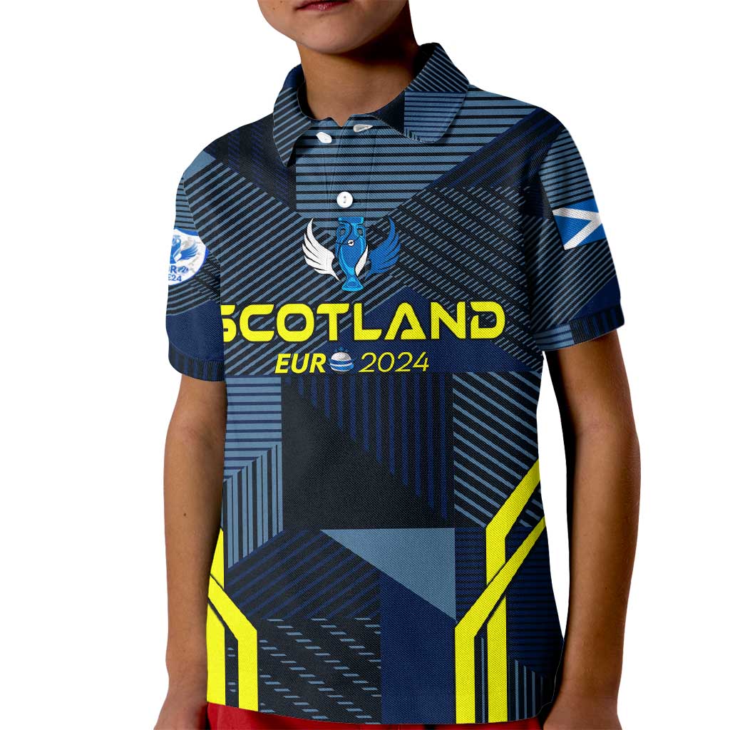 Personalized Scotland Football 2024 Kid Polo Shirt Trophy Wing Style - Wonder Print Shop