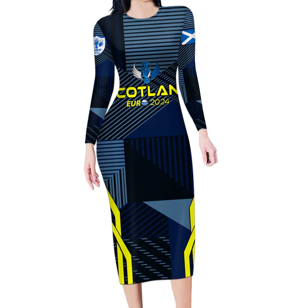 Personalized Scotland Football 2024 Long Sleeve Bodycon Dress Trophy Wing Style - Wonder Print Shop