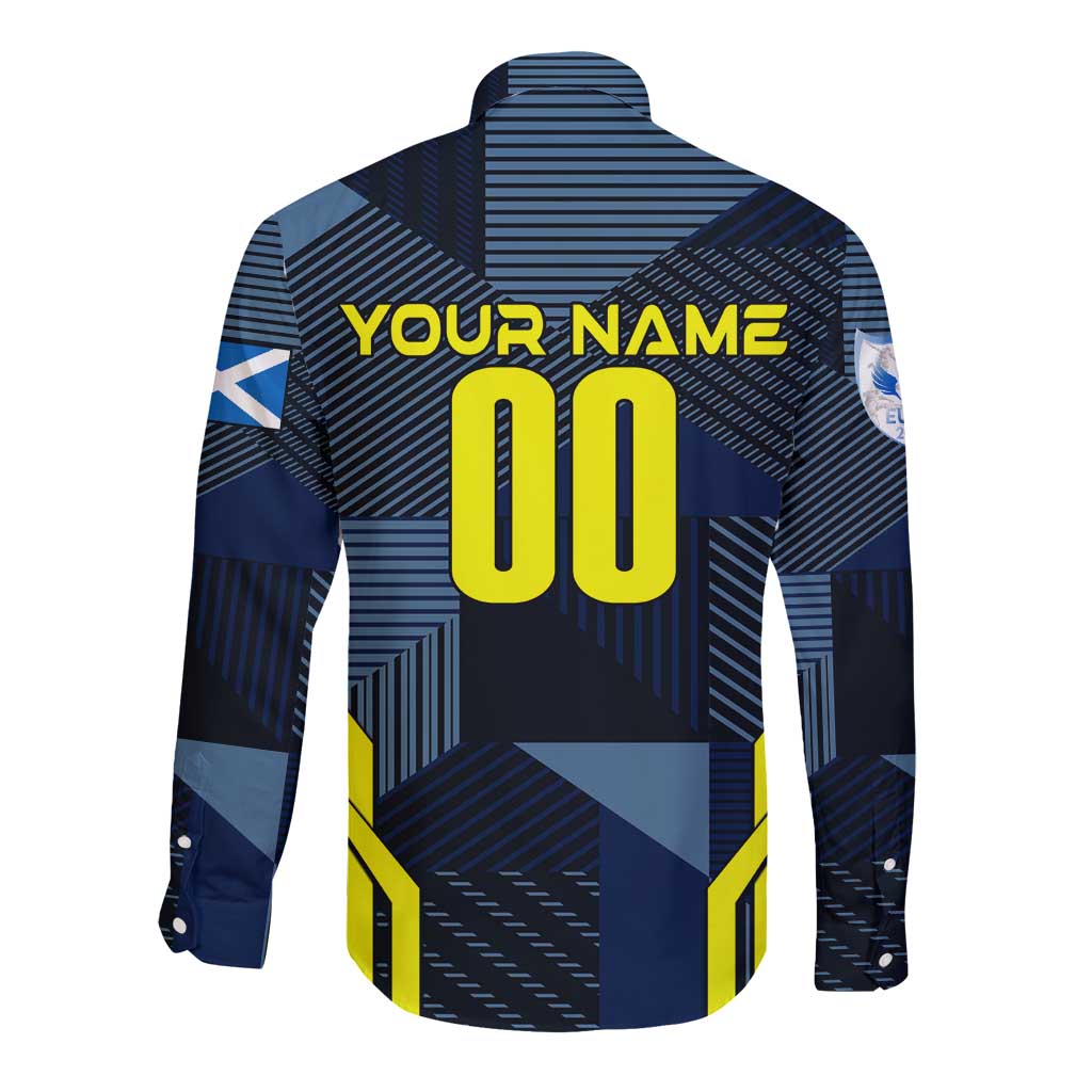 Personalized Scotland long-sleeve button shirt back with YOUR NAME and number 00