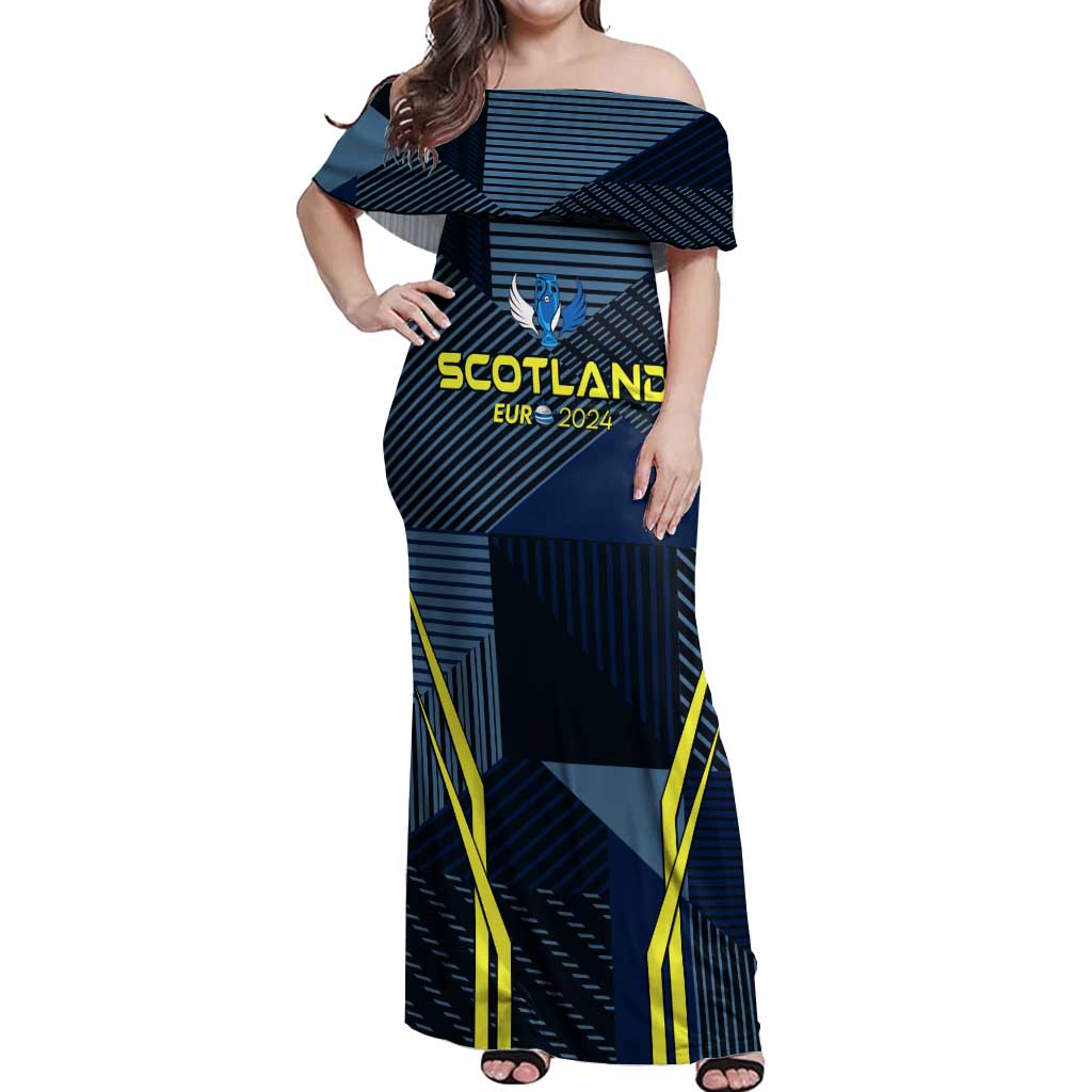 Personalized Scotland Football 2024 Off Shoulder Maxi Dress Trophy Wing Style - Wonder Print Shop