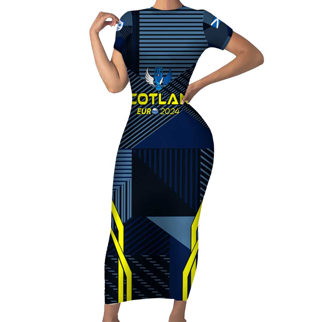 Personalized Scotland Football 2024 Short Sleeve Bodycon Dress Trophy Wing Style