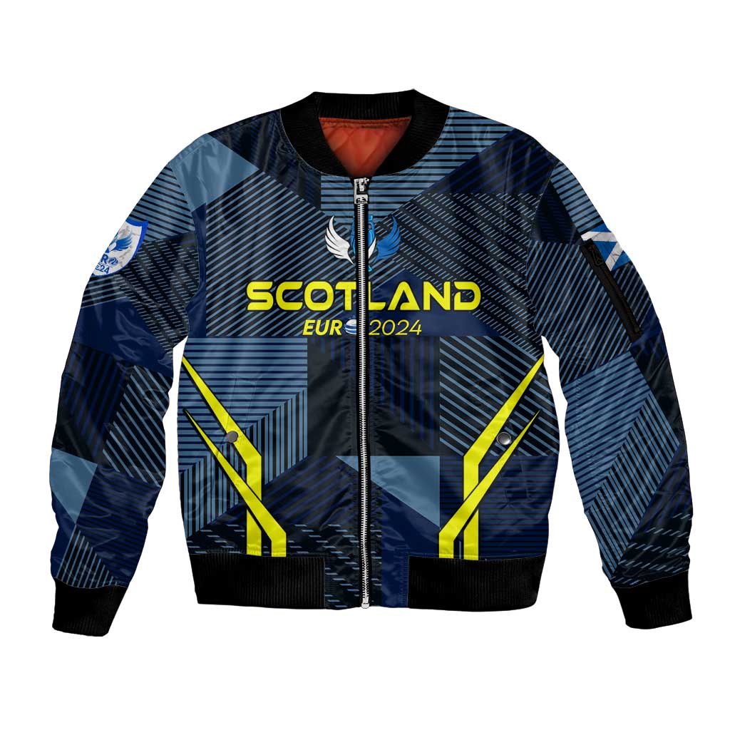 Personalized Scotland Football 2024 Sleeve Zip Bomber Jacket Trophy Wing Style