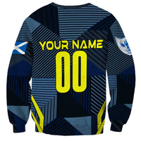 Football sweatshirt with navy-blue stripes, 'YOUR NAME' and number 00 on back