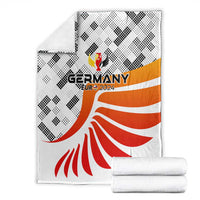 Germany football blanket set with stacked white towels, black diamond and red fan design