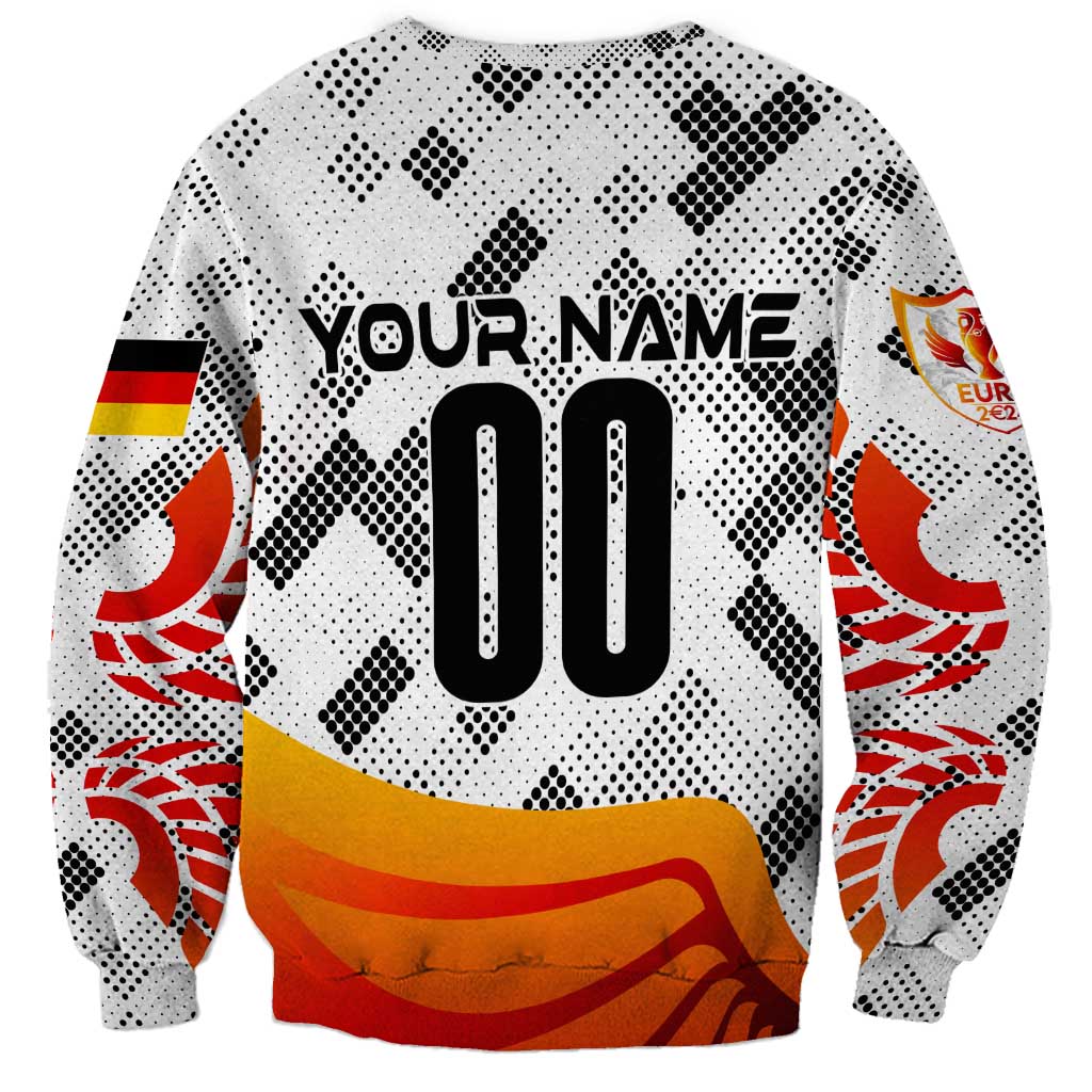 Personalized football sweatshirt, white with 'YOUR NAME' and number 00 front print