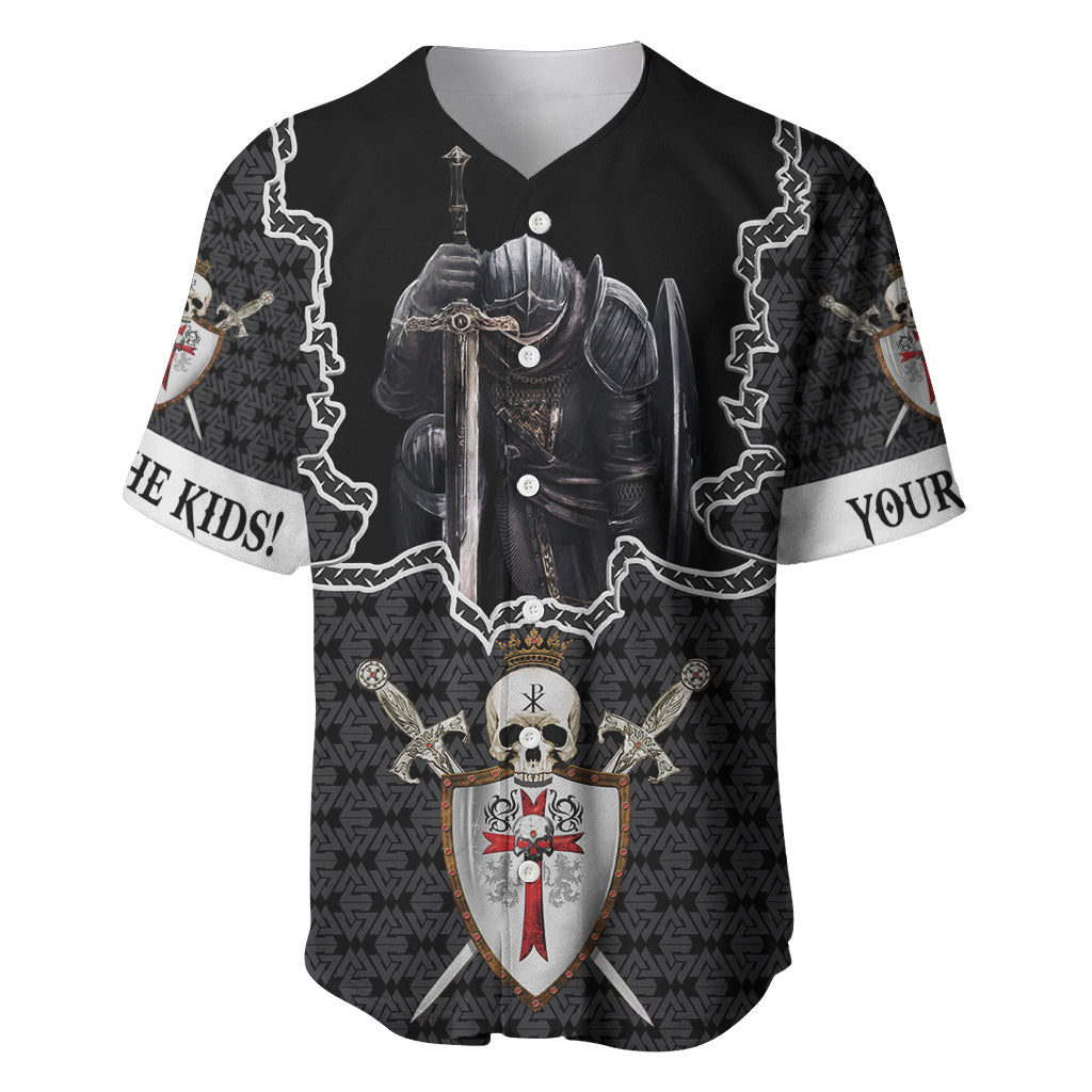 Personalised Knights Templar Warrior Skull Baseball Jersey - Wonder Print Shop