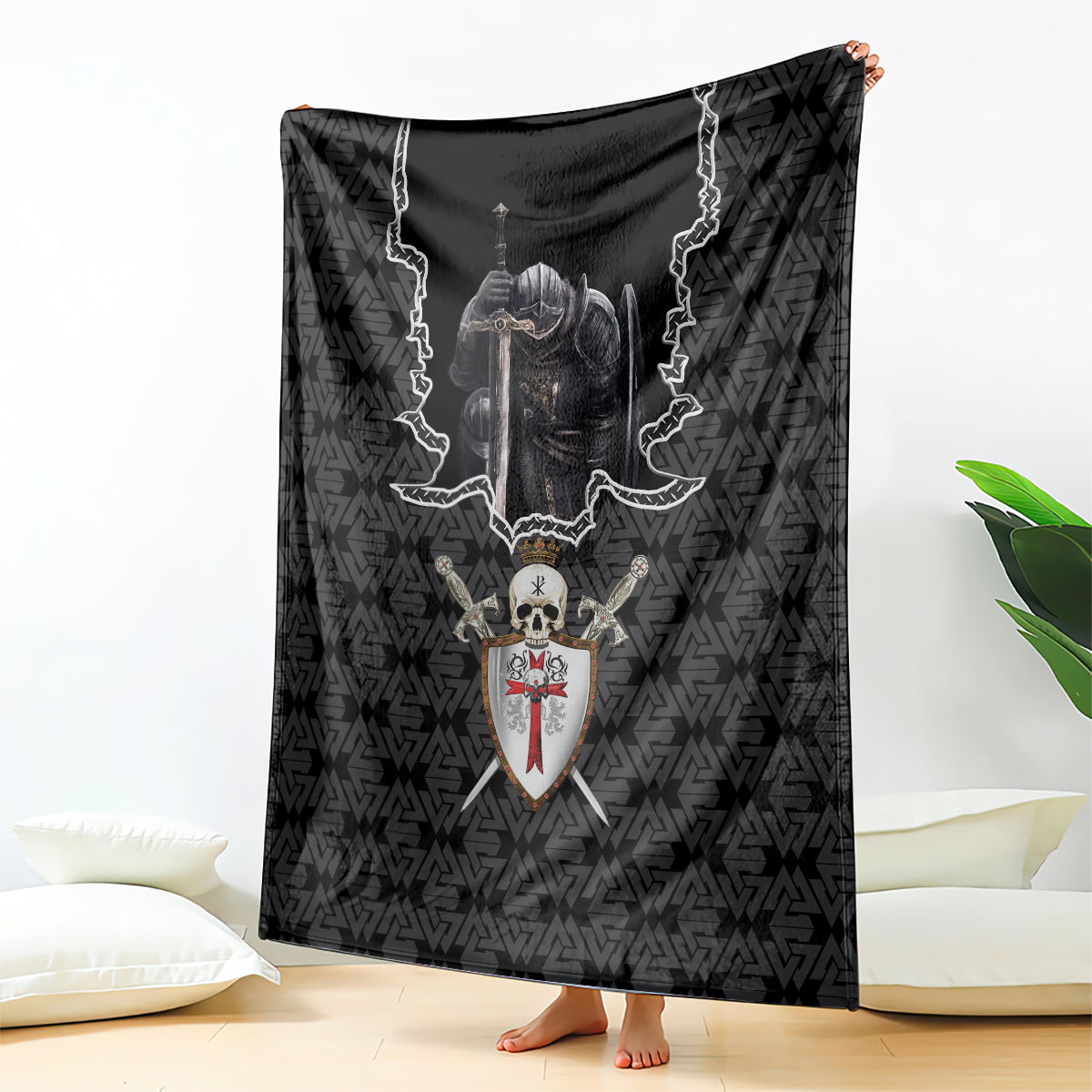 personalised-knights-templar-warrior-skull-blanket