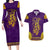 Anubis and Horus Couples Matching Long Sleeve Bodycon Dress and Hawaiian Shirt Egyptian God Purple - Wonder Print Shop