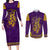 Anubis and Horus Couples Matching Long Sleeve Bodycon Dress and Long Sleeve Button Shirt Egyptian God Purple - Wonder Print Shop