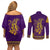 Anubis and Horus Couples Matching Off Shoulder Short Dress and Long Sleeve Button Shirt Egyptian God Purple - Wonder Print Shop