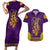 Anubis and Horus Couples Matching Short Sleeve Bodycon Dress and Hawaiian Shirt Egyptian God Purple - Wonder Print Shop