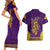 Anubis and Horus Couples Matching Short Sleeve Bodycon Dress and Hawaiian Shirt Egyptian God Purple - Wonder Print Shop