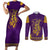 Anubis and Horus Couples Matching Short Sleeve Bodycon Dress and Long Sleeve Button Shirt Egyptian God Purple - Wonder Print Shop