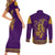 Anubis and Horus Couples Matching Short Sleeve Bodycon Dress and Long Sleeve Button Shirt Egyptian God Purple - Wonder Print Shop