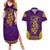 Anubis and Horus Couples Matching Summer Maxi Dress and Hawaiian Shirt Egyptian God Purple - Wonder Print Shop