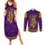 Anubis and Horus Couples Matching Summer Maxi Dress and Long Sleeve Button Shirt Egyptian God Purple - Wonder Print Shop