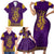 Anubis and Horus Family Matching Short Sleeve Bodycon Dress and Hawaiian Shirt Egyptian God Purple - Wonder Print Shop