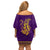 Anubis and Horus Off Shoulder Short Dress Egyptian God Purple - Wonder Print Shop