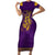 Anubis and Horus Short Sleeve Bodycon Dress Egyptian God Purple