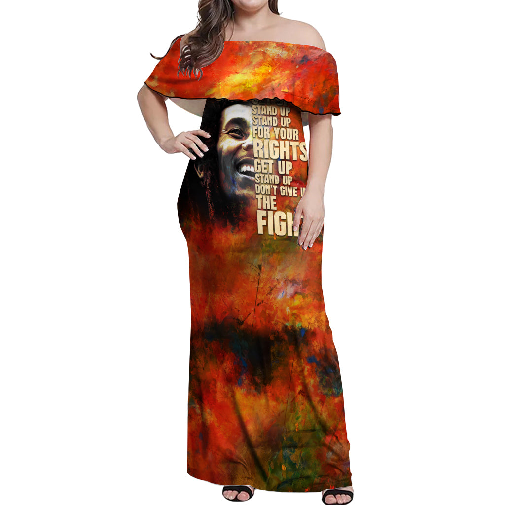 Reggae Legend Bob Off Shoulder Maxi Dress Retro Style - Wonder Print Shop