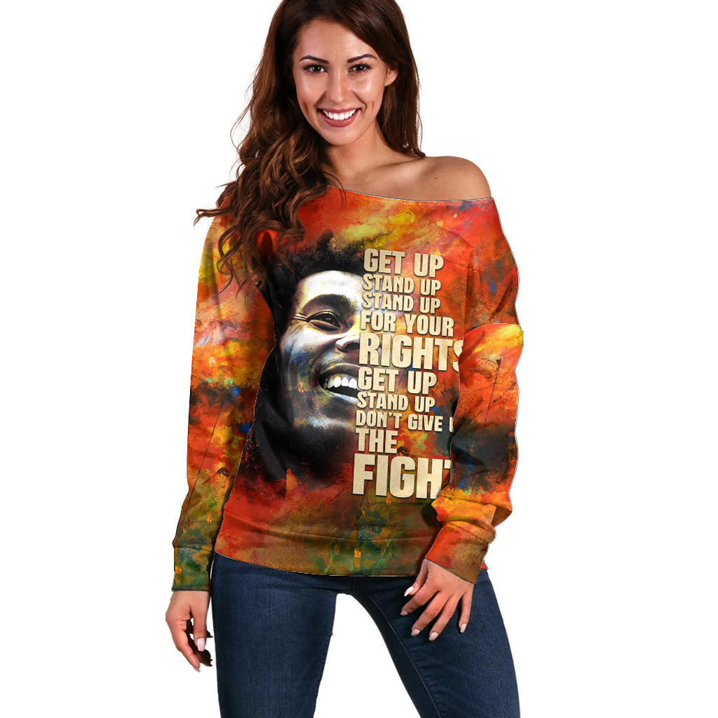 Reggae Legend Bob Off Shoulder Sweater Retro Style - Wonder Print Shop